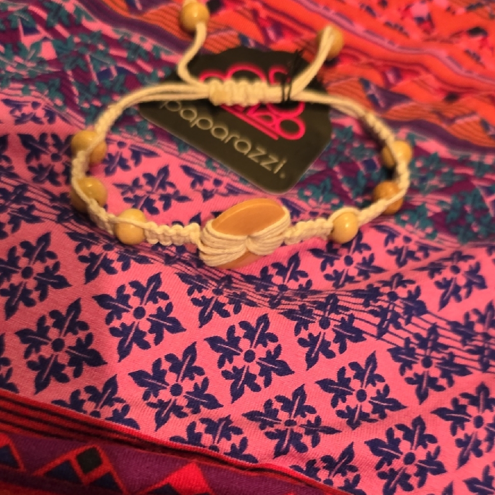 Paparazzi Cream and Yellow Adjustable Bracelet